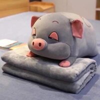 Sét Chăn Gối Heo Văn Phòng Hình Lợn Con 2in1