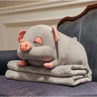 Sét Chăn Gối Heo Văn Phòng Hình Lợn Con Dễ Thương - Chăn Gối 2in1 Hình Heo Con, Heo Hồng