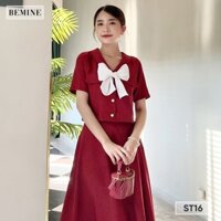 Set chân váy áo phối nơ túi nắp BEMINE ST16