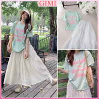 💕SET CHÂN VÁY CHẤM BI XOÈ KÈM ÁO THUN FREESIZE KT L💕GIMI (Kèm ảnh thật)