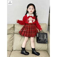 set chân váy kèm áo nỉ cổ sơ mi rời