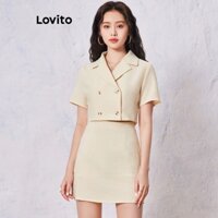 Set chân váy Lovito vải tuýt màu trơn thanh lịch cho nữ LNE16208 (Màu mơ)