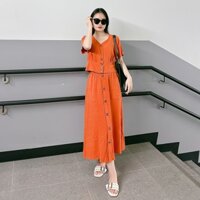 Set chân váy vải linen