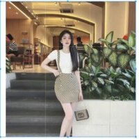 Set chân váy yếm cute thời trang nữ sang chảnh áo borip cổ tròn tay ngắn váy kaki caro dáng mini xẻ tôn dáng trẻ trung