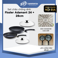 Set chảo chống dính Fissler Adamant 24 + 28cm kèm vung kính, chảo chống dính Đức GSTElectronic 80030