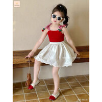 Set cherry đỏ chân váy thô trắng cho bé gái Kidspluto