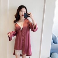 Set choàng ngủ gồm váy+áo choàng(3 màu)