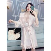 sét choàng và váy lụa ngủ phớt hồng( thiết kế độc quyền) sét có 3 size khách hãy ib cho shop để chọn cỡ chuẩn.