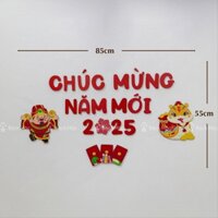 Set Chữ Dán Tường Kèm Hình Dán Ngộ Nghĩnh, Trang Trí Năm Mới (Tặng Kèm Băng Dính)