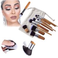Set Cọ 11 Cây Cán Gỗ, Đầy Đủ Chức Năng Khi Makeup, Nhỏ Gọn, Tiện Dụng, Chất Lông Mềm Mại