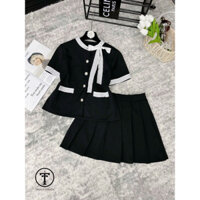 set cổ ren now chân váy xếp ly bigsize