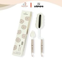 Set cọ rửa bình sữa và núm ti cho bé Ubmom 2 món, bộ cọ bình đầu mút cao cấp - Monnie Kids