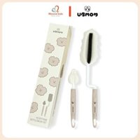 Set cọ rửa bình sữa và núm ti cho bé Ubmom 2 món, bộ cọ bình đầu mút cao cấp - Monnie Kids