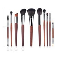 Set Cọ Trang Điểm 10 Cây Cán Gỗ, Đầy Đủ Chức Năng Makeup Cá Nhân, Lông Cọ Mềm, Bám Phấn, Cầm Vừa Tay