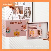 Set Cốc ly sứ Hải ly Loopy Cute Cốc Cốc kèm thìa, túi quà xinh xắn dùng uống nước, uống trà, quà tặng kỷ niệm