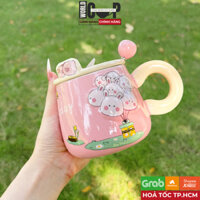 Set Cốc Sứ Có Nắp Cute Dễ Thương, Hộp Quà Ly Sứ Có Quai Uống Nước Tặng Sinh Nhật Cho Nữ Ny Người Yêu