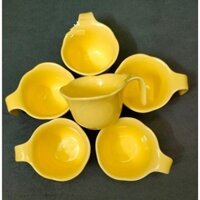 Set cốc sứ hoa mai màu vàng
