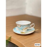 Set cốc, tách trà Anh sứ xương hoàng gia sang trọng kèm đĩa lót và thìa - Cốc uống trà, cafe