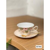 Set cốc uống trà, cafe -  Tách trà Anh sứ xương cao cấp sang trọng - Kèm đĩa lót - Dung tích 200ml