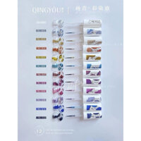 Set cồn loang cọ nét 12 màu QINGYOU tone màu sữa siêu tây design vân đá vẽ móng tay nail