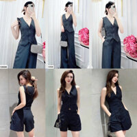 Set công sở, dạo phố áo gile + quần ống rộng 40-70kg