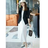 Set Công Sở Nữ, Combo Đầm Hai Dây Dáng Suông Kèm Áo Khoác Ulzzang Siêu Sang, Thanh Lịch Cao Cấp H33