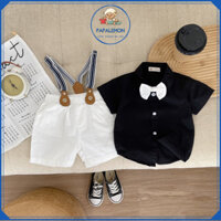 Set công tử bé trai LEEMON B069 kết hợp áo sơ mi và quần kaki bé mềm mại kèm theo dây đai nịt