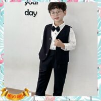 Set công tử cho bé trai, Đồ bộ dài tay trẻ em 9m-7 tuổi 4 chi tiết kiểu dáng thanh lịch thời trang