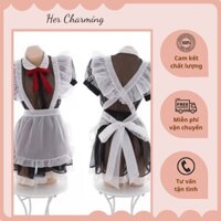 Set Cosplay Cô Hầu Gái Váy Liền Loli Xuyên Thấu Sexy C128 .