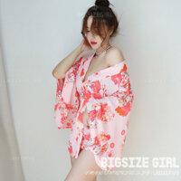 Set Cosplay Kimono Bigsize Đồ Ngủ Sexy Lụa In Hình Áo Choàng Ngủ Kimono Nhật Bản Gợi Cảm Quyến Rũ