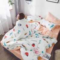 Set Cotton Côn Trùng Vui Nhộn Bộ Chăn Ga Gối 4 Món