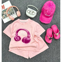 set cotton in hình tai nghe cho bé sẵn đen, hồng