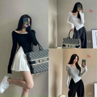 Set Croptop Dài Tay Kèm Áo Bra Logo Ngực dưới