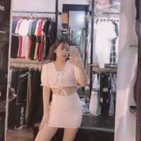Set croptop trắng + chân váy chữ A cực đẹp