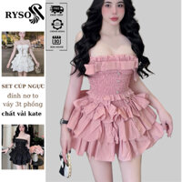 Set Cúp Ngực Kiểu Ống Đính Nơ Form Ôm + Chân Váy 3 Tầng Phồng Xoè ,Đầm Váy Phồng Cúp Ngực Đi Tiệc Đi Biển RYSO FASHION
