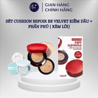 Set Cushion Espoir Be Velvet Kiềm Dầu + Phấn Phủ Nén 3g ( Kèm Lõi)  ( 11/2027)