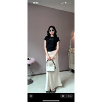 SÉT CVAY LỤA KEM + ÁO ĐEN ĐÍNH NƠ