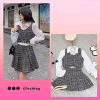 SET DẠ 3 MÓN ÁO SƠ MI + ÁO GILE + CHÂN VÁY