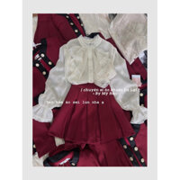 SET DẠ 3 MÓN: KHOÁC DẠ ĐỎ + ÁO VOAN NUDE + CHÂN VÁY