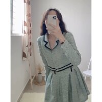 Set dạ áo khoác lửng và chân váy xòe phong cách tiểu thư - immin.h