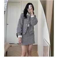 set dạ kẻ rích rắc