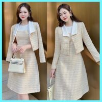 Set dạ Tweed nữ Thu Đông hàng thiết kế Loại 1 - XU XU SHOP - Bộ nữ áo khoác + váy dạ trẻ trung, nhẹ nhàng - ẢNH THẬT