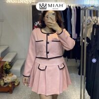 Set dạ Tweed Pinky MIAH BIGSIZE SE0005 hồng nữ bigsize dáng croptop thu đông chân váy xòe thiết kế sang chảnh