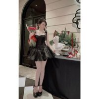 Set đầm áo sơ mi kèm chân váy xòe có quần trong (SN128)