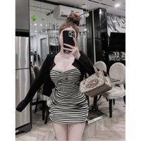 SET ĐẦM BODY NHÚNG KÈM ÁO KHOÁC NGOÀI TAY DÀI