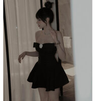 Sét Đầm Cúp Ngực Dáng Xoè Ngực Phối Nơ Hoa Kèm Quân Sang Trọng ( Hoả Tốc ) CC105