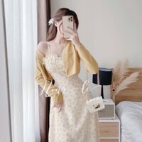 SÉT ĐẦM HOA CÚC 2DÂY + ÁO KHOÁC