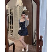 SÉT ĐẦM HOA NHÍ ÁO KHOA HS CÁNH DƠI 2178 Chất liệu : đầm gân + áo khoác gân NHÀ MUSHROOM