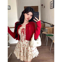 SÉT ĐẦM HOA NHÍ LỤA PHỐI REN VIỀN(TẶNG ÁO KHOÁC THUN GÂN) CHÂN VÁY 3 LỚP PHỒNG XOÈ ĐI CHƠI, ĐI CAFE CHỤP ẢNH CỰC XINH