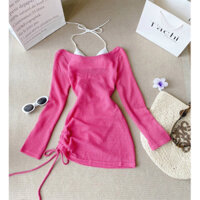 Set đầm hồng bikini 3 món